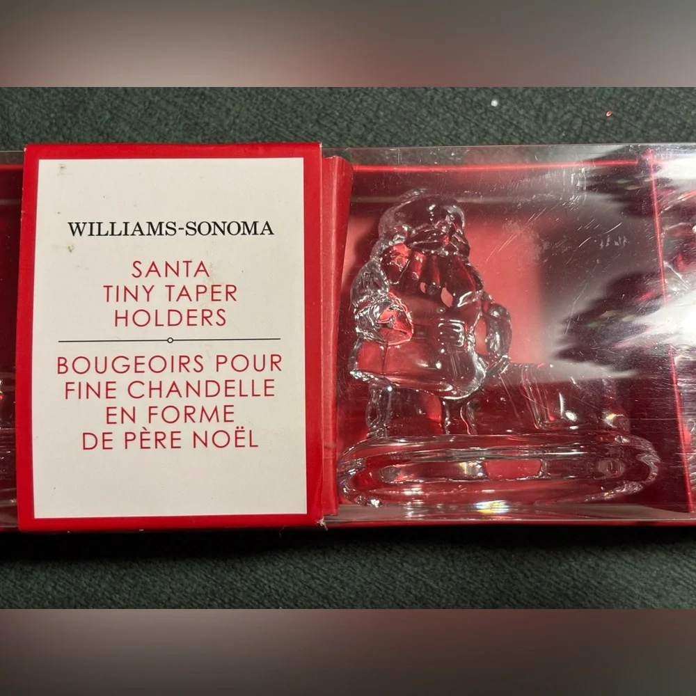 Williams Sonoma Santa Tiny Taper Holders - Clear